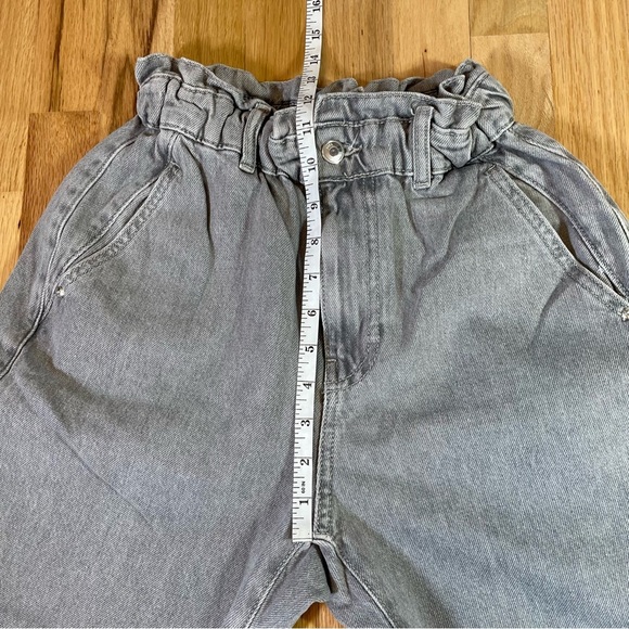 Zara Baggy Fit Paper Bag Carrot Leg Ankle Jeans Gathered Waist Gray Womens Sz 2 - Picture 9 of 10